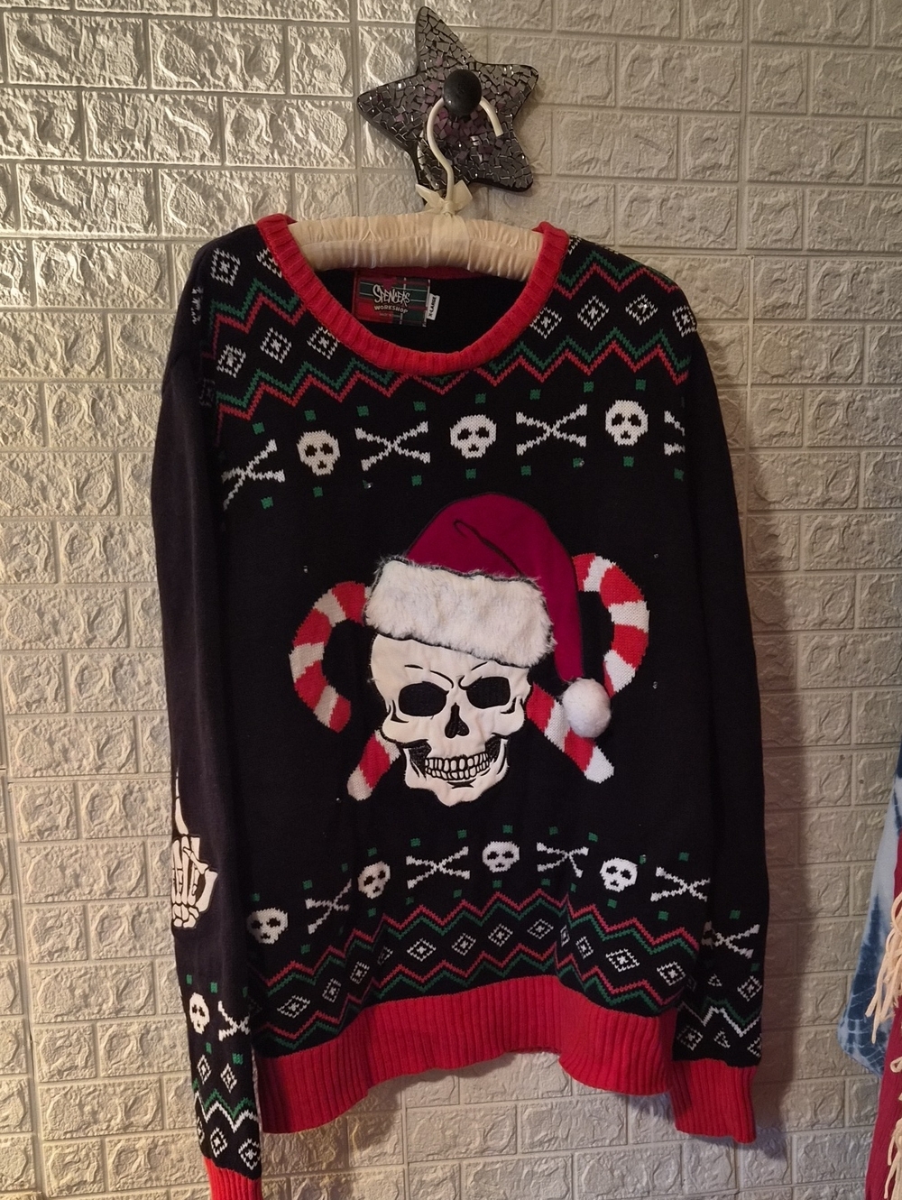 Spencer's Black and Red unisex Holiday Skull Crewneck Sweater